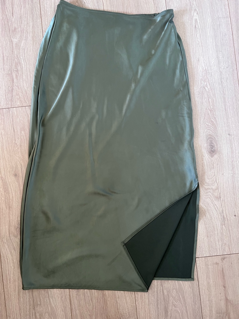 Old Navy Olive Green Satin Slip Skirt